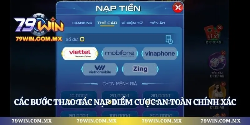 Các bước thao tác nạp điểm cược an toàn chính xác