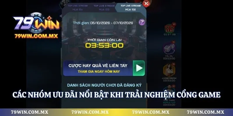  Các nhóm ưu đãi nổi bật khi trải nghiệm cổng game
